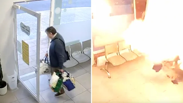 Uomo esce dalla lavanderia e dopo qualche secondo il locale esplode