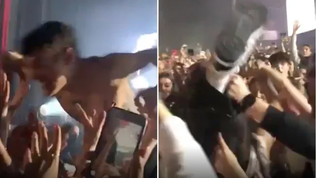Blanco si lancia sul pubblico, ma nessuno lo prende e cade: il video è virale