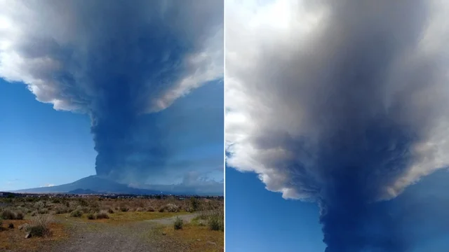 Etna, il vulcano torna in attività: le incredibili immagini della nube di cenere