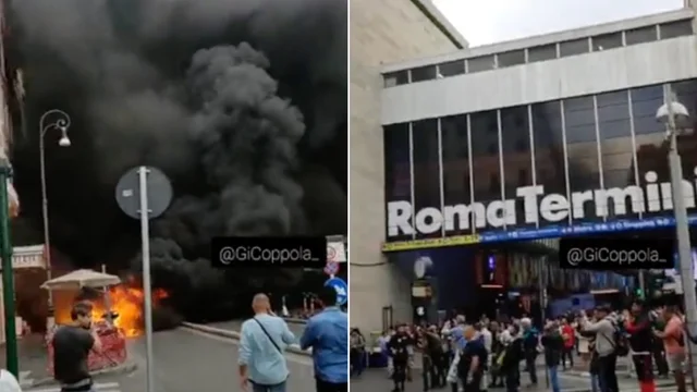 Roma, enorme incendio alla stazione Termini: le immagini