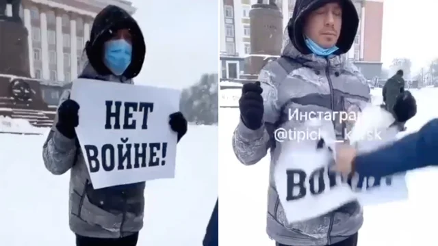 Russia: un uomo decide di manifestare da solo contro la guerra nella città di Kursk
