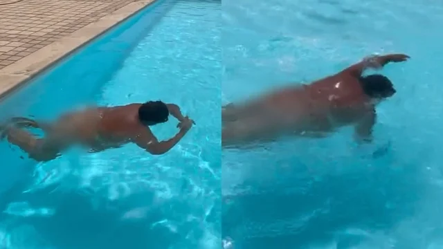Mario Adinolfi nudo nuota in piscina: il video