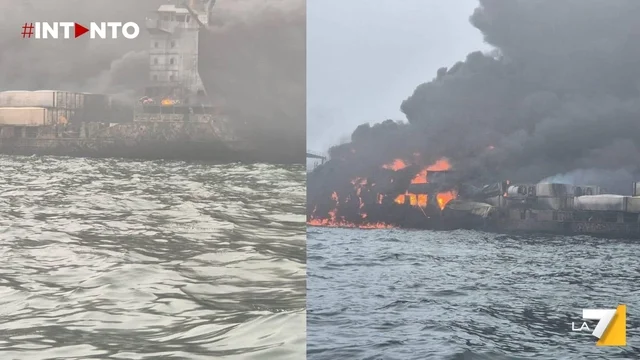 Scontro tra nave cargo e petroliera nel Mare del Nord: entrambe le imbarcazioni in fiamme
