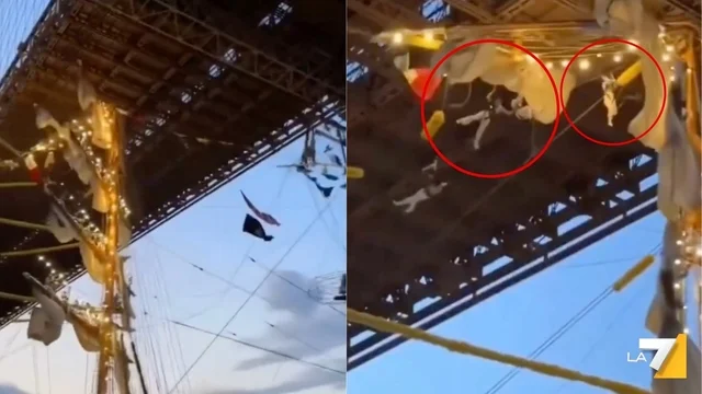 Nave messicana contro il ponte di Brooklyn: il video dell’impatto dalla spiaggia dell'East River