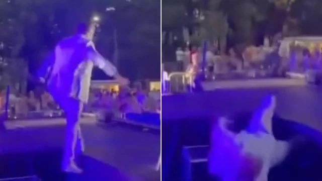 "Questa non è Ibiza...": la caduta dal palco è disastrosa