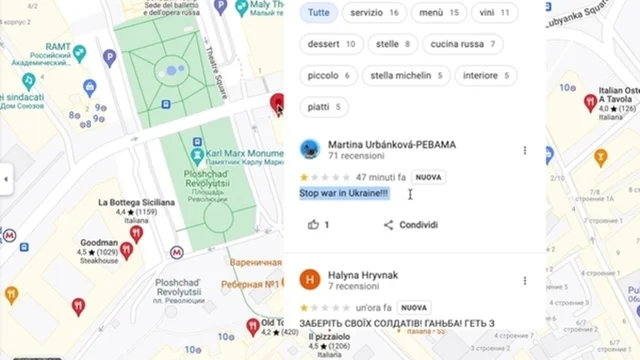 Ucraina: recensioni su google maps ai ristoranti russi per far sapere cosa sta succedendo