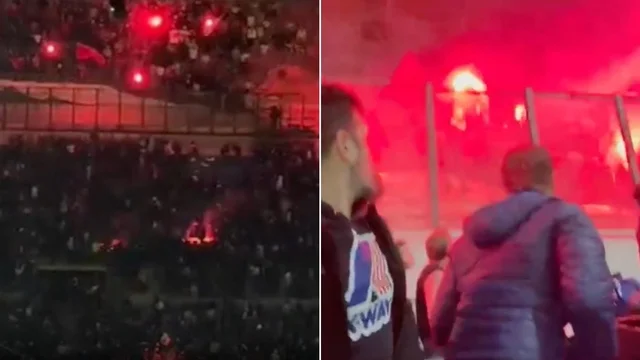 Vergogna e paura a San Siro, tifosi del Benfica lanciano fumogeni sui tifosi nerazzurri: le immagini