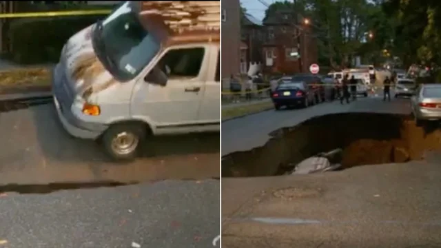 New York, attimi di paura: la strada crolla e l'auto finisce nella voragine