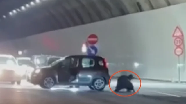 Rissa furibonda in strada blocca il traffico: il video