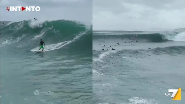 Surfisti in Australia sfidano il ciclone Alfred in arrivo