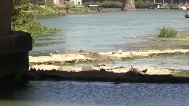 Tevere in secca per assenza di piogge. E riemergono i resti del Ponte Neroniano