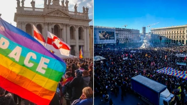 Manifestazioni per la pace: Roma e Milano a confronto