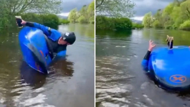 Si ribalta in canoa, ma la birra è salva: l'incredibile video