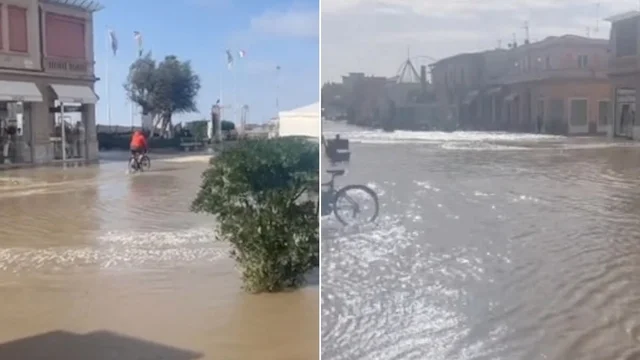 Mareggiata a Viareggio, l'acqua allaga le strade: le immagini dai social