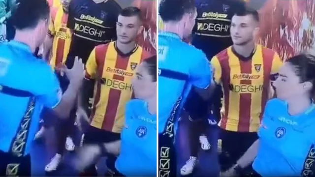 L'arbitro nega la mano alla guardalinee: la reazione sconcertata