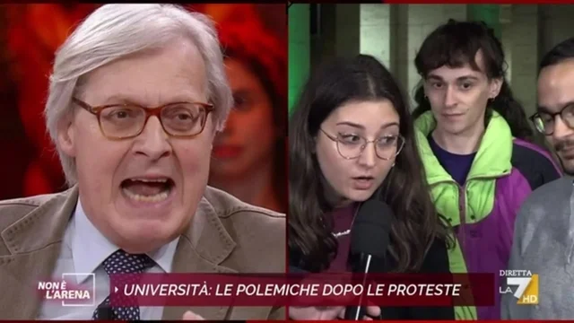 Scontro tra Sgarbi e la studentessa: "Stai zitto, sto parlando io!", "Sono donna, stai zitta..."