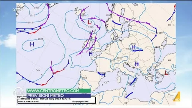Le previsioni meteo di Paolo Sottocorona del 8/8/2023