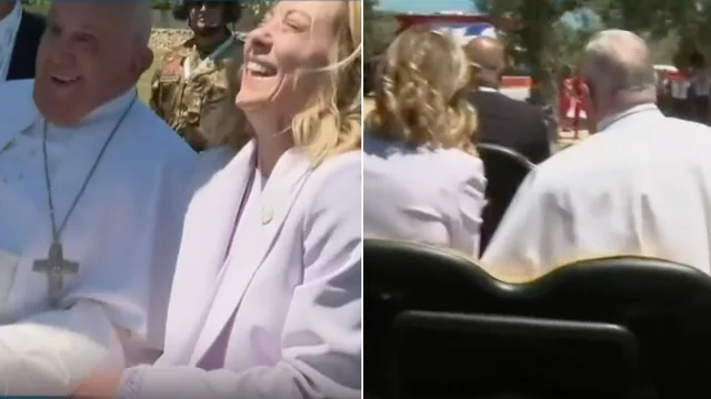 G7, Meloni e Papa Francesco sul Golf cart: l'originale accoglienza del Pontefice