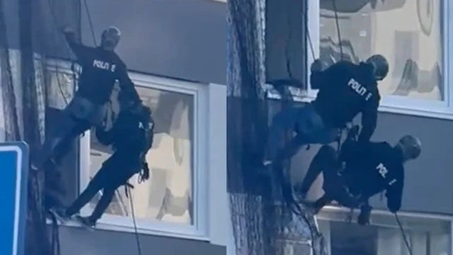 La polizia fa ingresso dal tetto: la scena da film