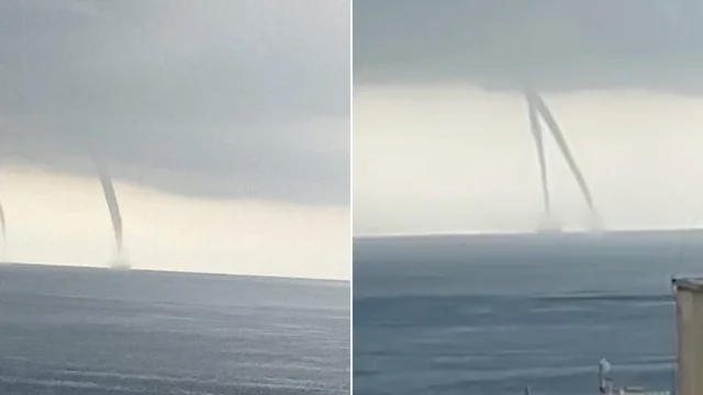 Maltempo, trombe marine avvistate al largo del Salento: il video